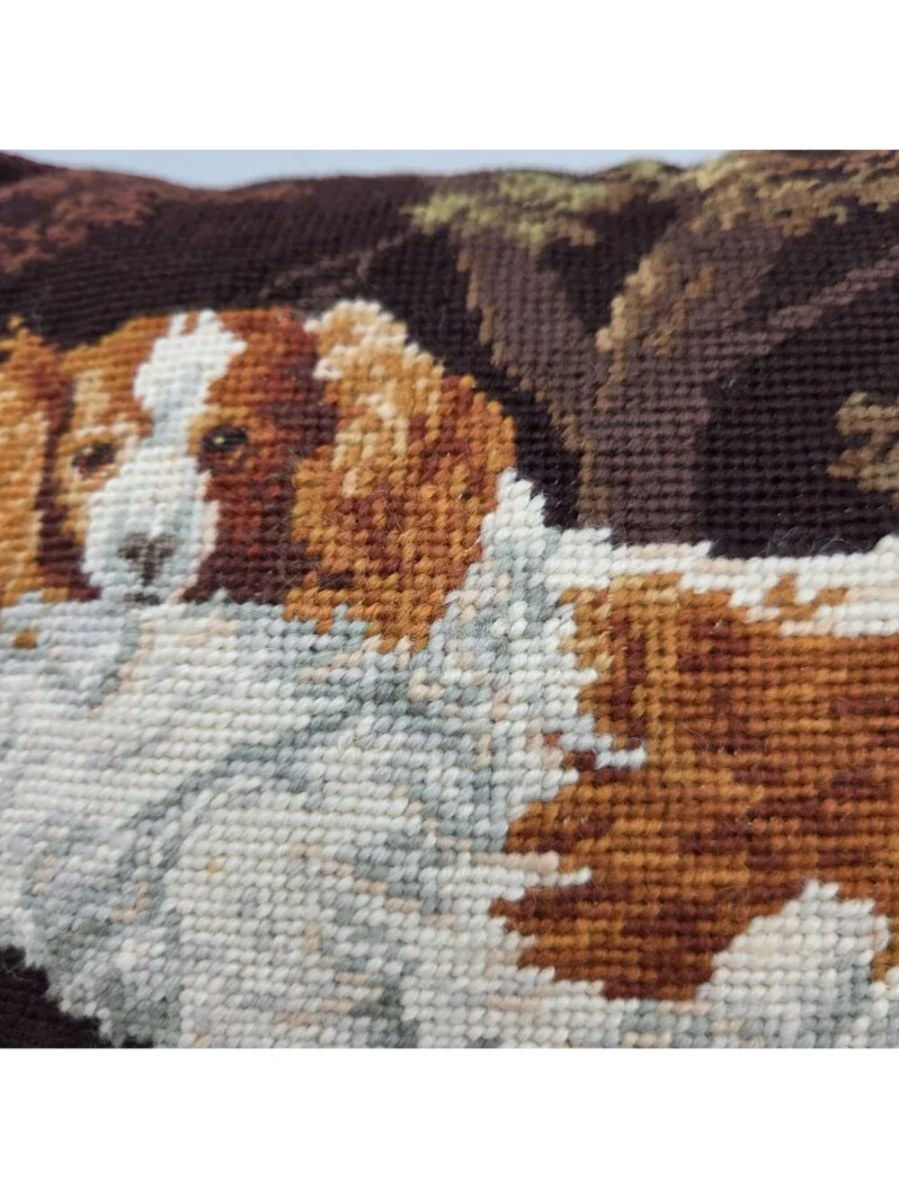 Katha Diddel King Charles Spaniel Dog Petit Point Tapestry Pillow Ltd Edition